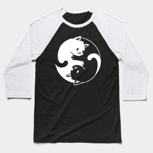 Yin Yang Cat Black & White Baseball T-Shirt